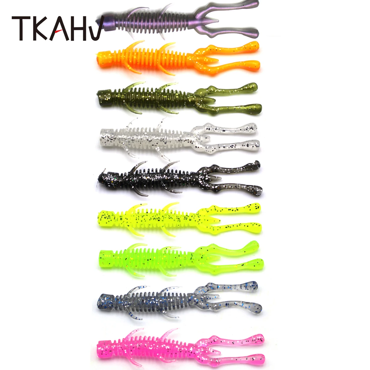 

TKAHV 20 PCS 6cm 1.5g Silicone Artificial Bait Shrimp Soft Lure Jig Wobbler Shiner Double Tail Worm Bass Carp Swimbait Tackle