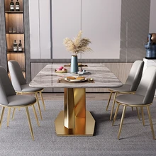 New Luxury Nordic Glossy Marble Dining Table For 6 People Creative Large And Small Family Mesa Plegable Home Furniture FGM