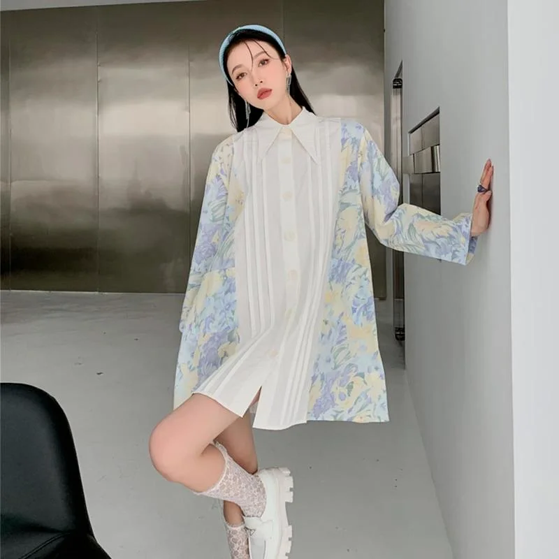 Korean Printed Long Shirt Women 2022 New Loose Point Collar Chic Long Sleeves Summer Tops Fashion Street Oversized Plaid Shirt
Korean Printed Long Shirt Women 2022 New Loose Point Collar Chic Long Sleeves Summer Tops Fashion Street Oversized Plaid Shirt