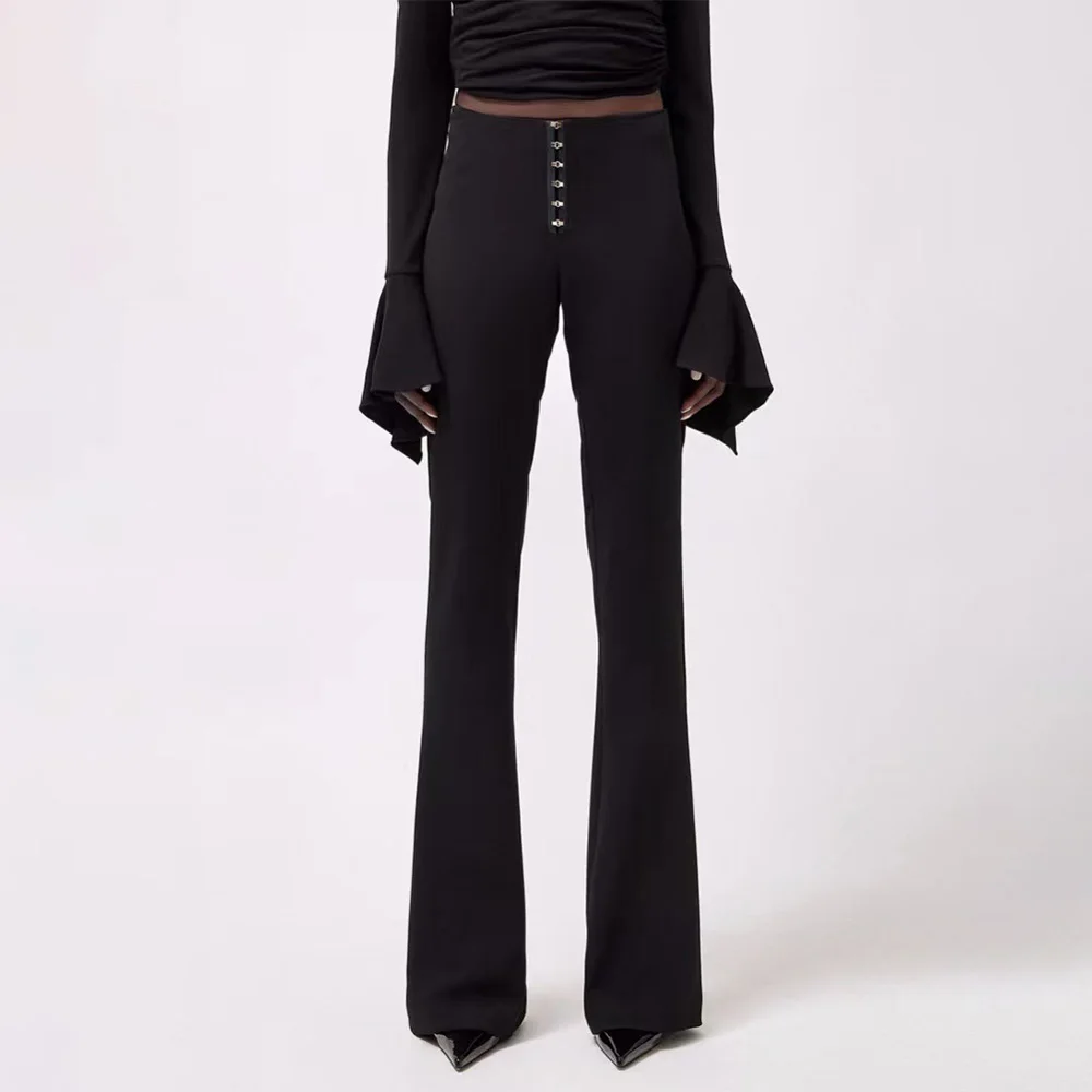 2022 New Black Micro-lab Pants High Waist Drill Button Horseshoe Long Wide Leg Pants Slim Thin Dragging Pants
2022 New Black Micro-lab Pants High Waist Drill Button Horseshoe Long Wide Leg Pants Slim Thin Dragging Pants