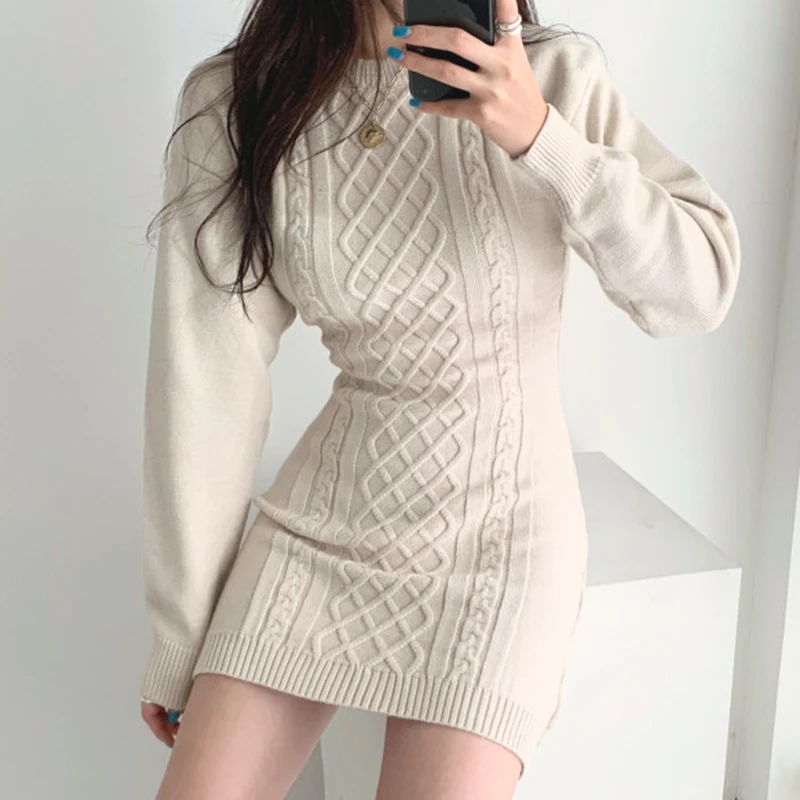 Casual Mini Dress Spring High Stretch Twist Knitted Ladies Dress Winter Fashion Hollow Waist Slimming Sweater Dress Women
Casual Mini Dress Spring High Stretch Twist Knitted Ladies Dress Winter Fashion Hollow Waist Slimming Sweater Dress Women