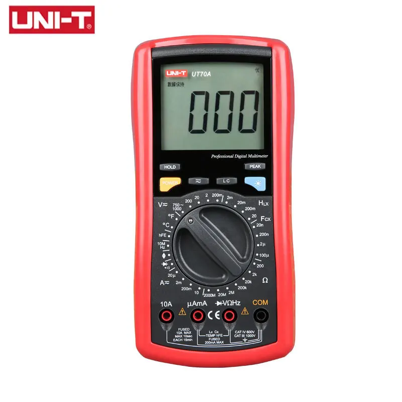 UNI-T UT70A 3 1/2 ЖК цифровой мультиметр Вольт Ампер Ом Температура Емкость индуктивность измеритель с подсветкой
UNI-T UT70A 3 1/2 ЖК цифровой мультиметр Вольт Ампер Ом Температура Емкость индуктивность измеритель с подсветкой