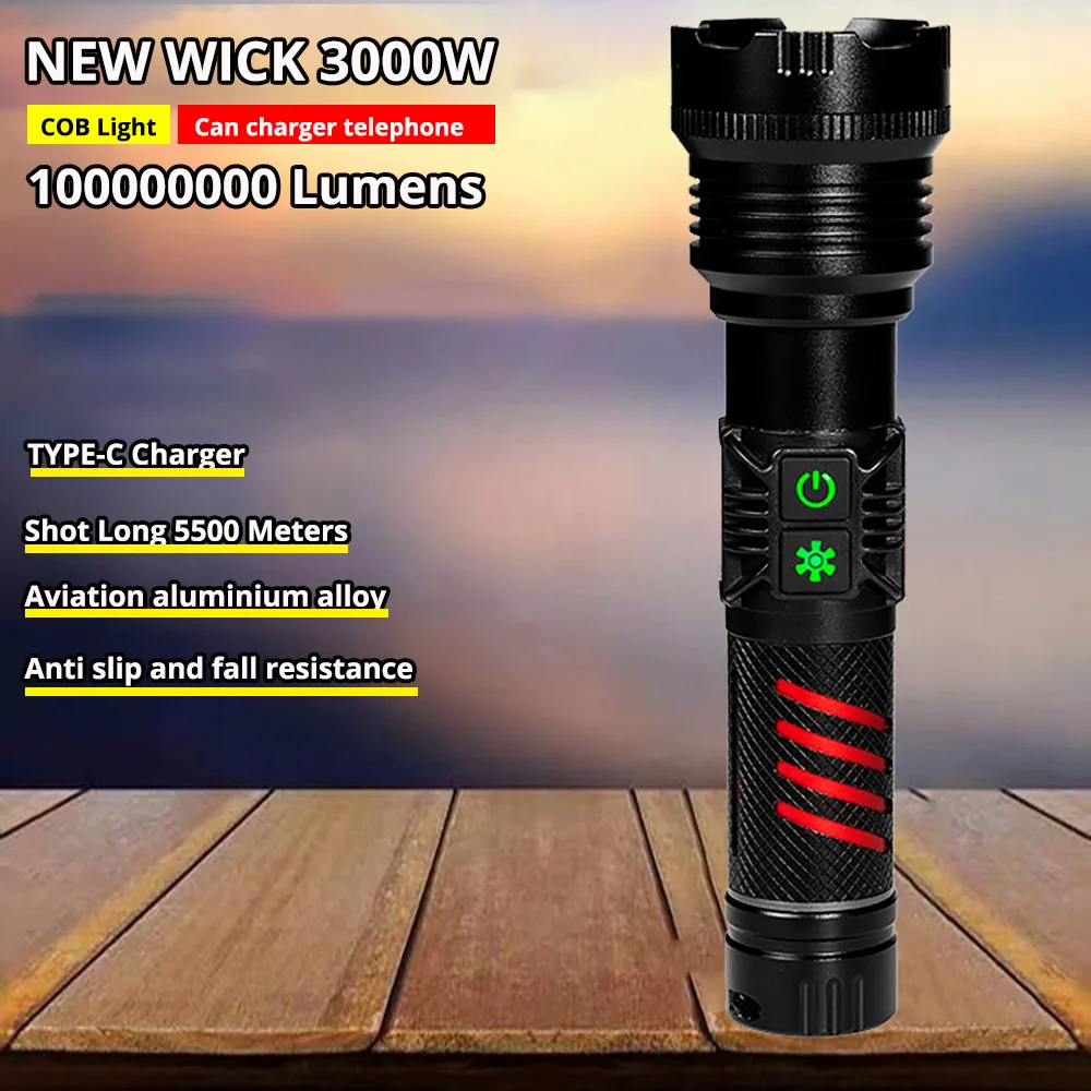 C2 TYPE-C Newest Upgrade Shot Long 5500M LED Flashlight 3000 Watts Rechargeable Torch High Power Flashlight Tactical Lantern
C2 TYPE-C Newest Upgrade Shot Long 5500M LED Flashlight 3000 Watts Rechargeable Torch High Power Flashlight Tactical Lantern