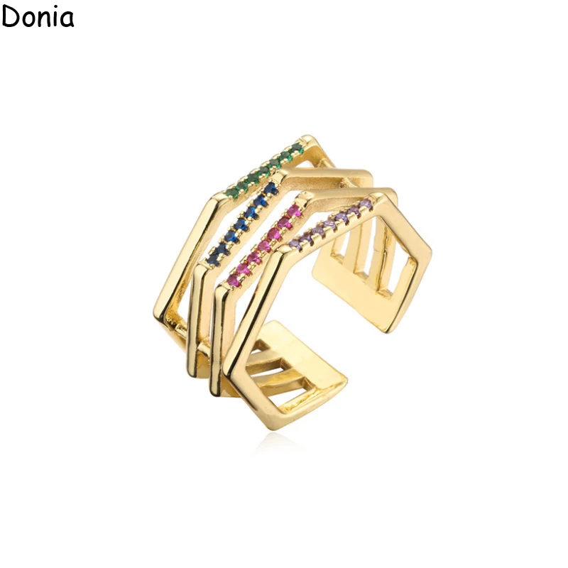 Donia jewelry European and American geometric ring copper AAA zircon ring luxury new open couple ring
Donia jewelry European and American geometric ring copper AAA zircon ring luxury new open couple ring