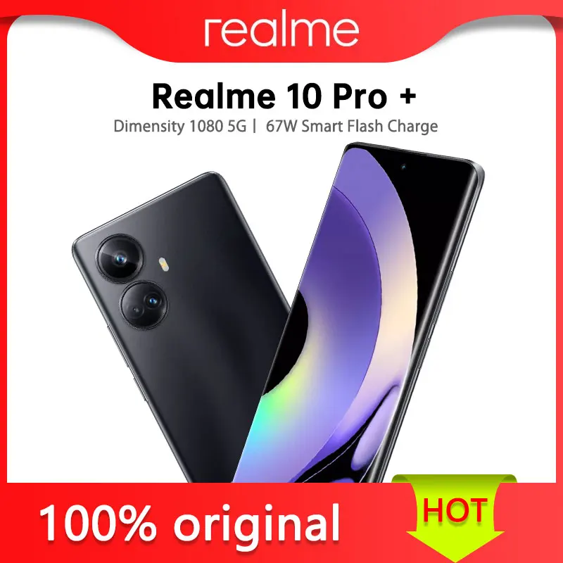 Original Realme 10 Pro Plus 5G Smartphone 6.7'' Curved Screen 2160Hz Dimensity 1080 108MP Triple Camera NFC 67W 5000mAh Battery
Original Realme 10 Pro Plus 5G Smartphone 6.7'' Curved Screen 2160Hz Dimensity 1080 108MP Triple Camera NFC 67W 5000mAh Battery