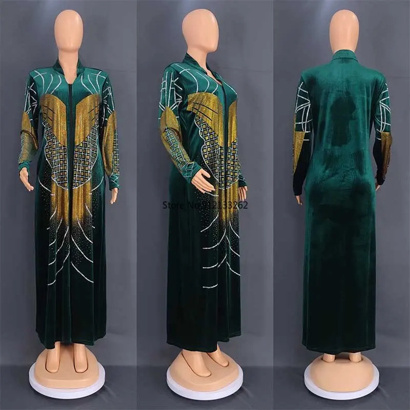 2023 african dress for woman velvet dress one piece per set with stone big size
2023 african dress for woman velvet dress one piece per set with stone big size