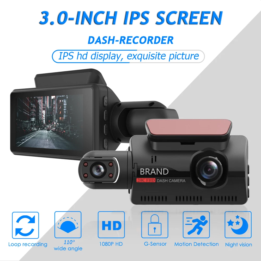 

A68 Dual Lens HD Car DVR Dashboard Camera 3 inch IPS Display Motion Detection Dash Cam hd mirror cam side mirror camera