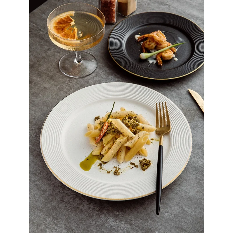 Ceramic Frosted Plate Dish Nordic Golden Trim Tableware Steak Plate Western Cuisine Plate Household Dinner Plate Cake Plate Rest
Ceramic Frosted Plate Dish Nordic Golden Trim Tableware Steak Plate Western Cuisine Plate Household Dinner Plate Cake Plate Rest