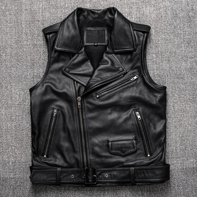 New Black Motorcycle Biker Leather Vest Men Genuine Leather Oblique zipper Sleeveless Jackets High Quality Cowhide Vests
New Black Motorcycle Biker Leather Vest Men Genuine Leather Oblique zipper Sleeveless Jackets High Quality Cowhide Vests