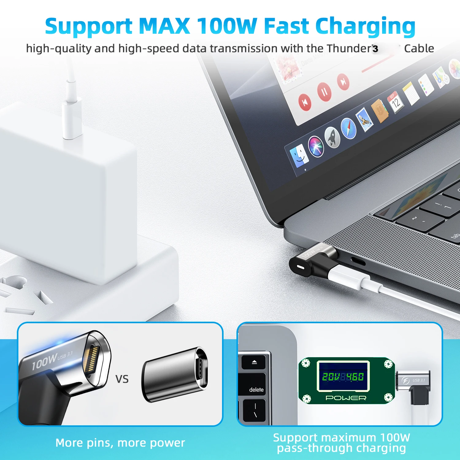Адаптер USB Type C 100 Вт магнитный преобразователь в PD быстрая зарядка передача