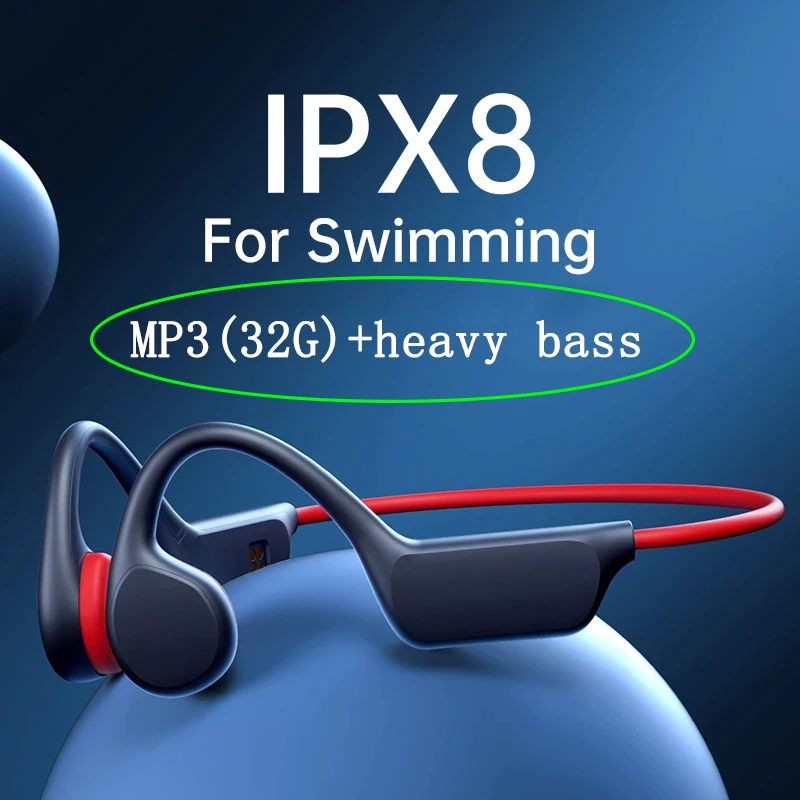 

Original Bone Conduction Bluetooth Headset Sweatproof Waterproof Ipx8 Headset For Swimming Outdoor Sport 32g Bass Headset