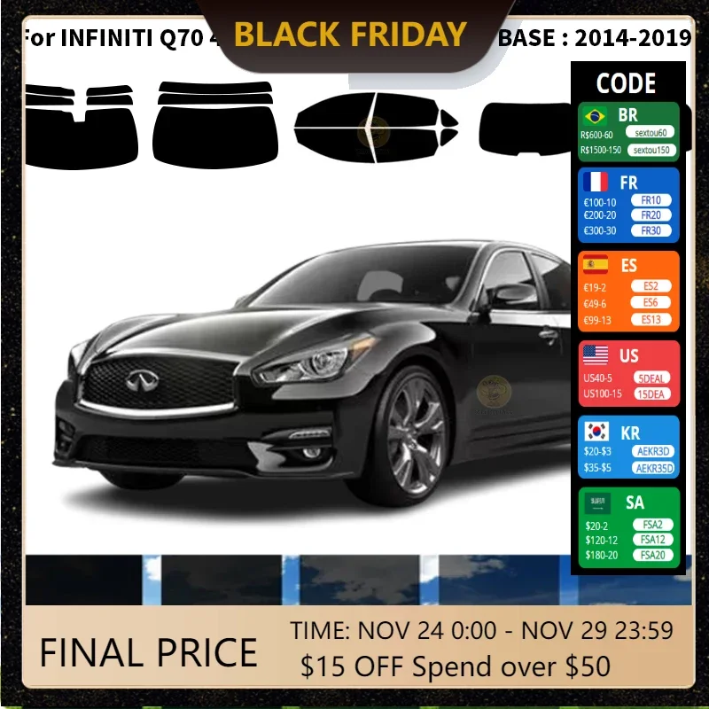 Precut nanoceramics car UV Window Tint Kit Automotive Window Film For INFINITI Q70 4 DR SEDAN LONGWHEEL BASE 2014-2019
Precut nanoceramics car UV Window Tint Kit Automotive Window Film For INFINITI Q70 4 DR SEDAN LONGWHEEL BASE 2014-2019