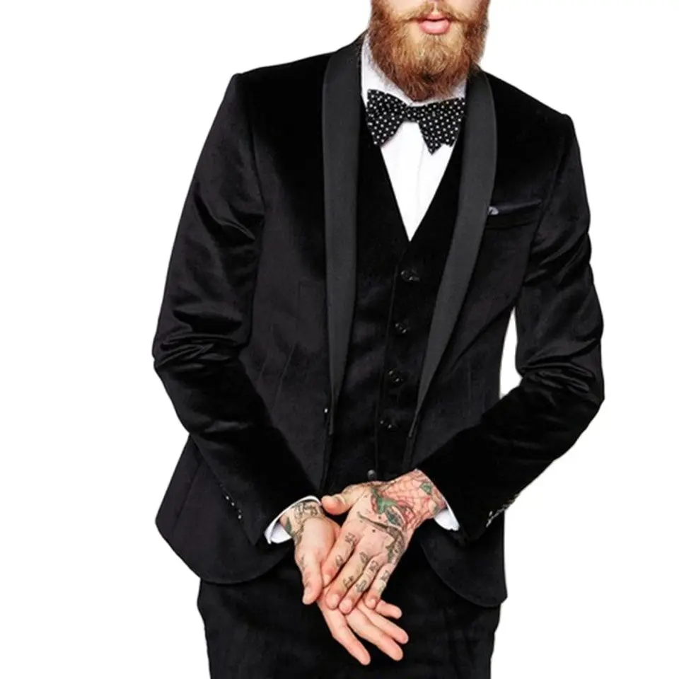Black velvet Men's Party Dress Tuxedos Business Men Suit Blazer Office Wear Mens Suits 3pcs(Jacket+Pants+Vest) Costume Homme
Black velvet Men's Party Dress Tuxedos Business Men Suit Blazer Office Wear Mens Suits 3pcs(Jacket+Pants+Vest) Costume Homme
