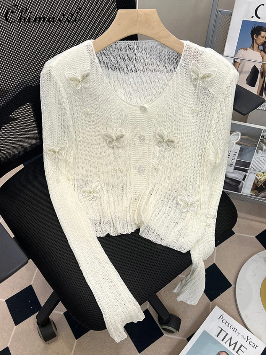 2022 Autumn New Fashion Sweet Embroidered 3D Butterfly Ice Silk Knitted Cardigan Female Thin Office Cardigan Sun Protection Top
2022 Autumn New Fashion Sweet Embroidered 3D Butterfly Ice Silk Knitted Cardigan Female Thin Office Cardigan Sun Protection Top