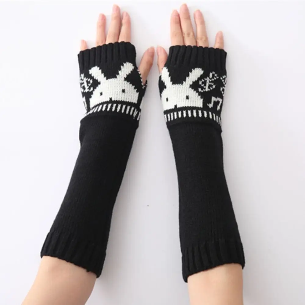 Fashion Wool Warm Rabbit Print Exposed Finger Knitted Fingerless Gloves Long Arm Gloves Half Finger Mittens 
Fashion Wool Warm Rabbit Print Exposed Finger Knitted Fingerless Gloves Long Arm Gloves Half Finger Mittens