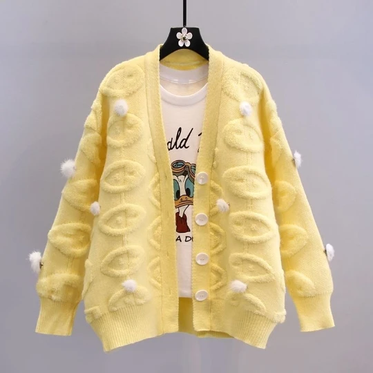 

Желтый плюшевый пушистый вязаный женский свитер, Дамское пальто, кардиган, женские свитера, женские джемперы, кардиган, куртка, Осенние тканевые топы для девочек