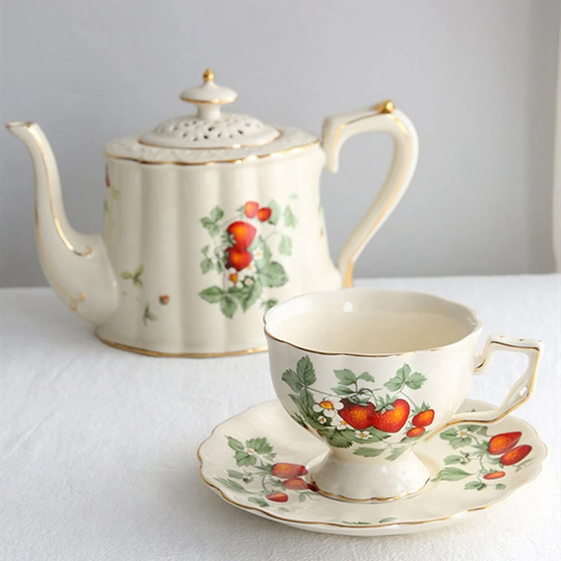 French Retro Teapot Coffee Cup Set Gold Edge Cup Saucer Flower Big Teacup English Afternoon Tea Cup
French Retro Teapot Coffee Cup Set Gold Edge Cup Saucer Flower Big Teacup English Afternoon Tea Cup