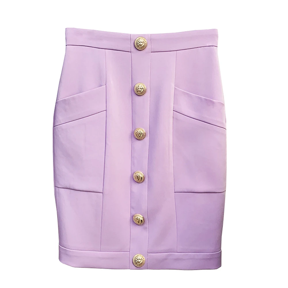 

2022 Summer New European And American Stars With The Same Style Of Lion Head Button Violet Women's Skirt