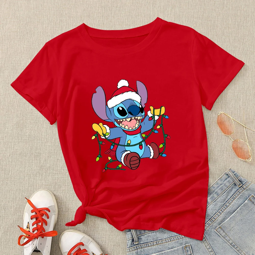 Disney Stitch Clothes Kawaii Print Disney Women T-shirt Red Fashion Xmas Eve Tops Casual O-Neck Tee Shirt Femme Dropship
Disney Stitch Clothes Kawaii Print Disney Women T-shirt Red Fashion Xmas Eve Tops Casual O-Neck Tee Shirt Femme Dropship