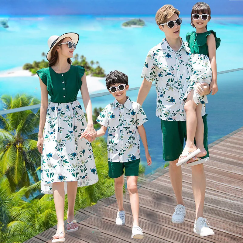 

Семейные одинаковые наряды, летние пляжные праздничные платья, женские шорты, семейный внешний вид