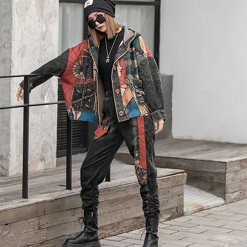 Женская трикотажная джинсовая куртка в стиле пэчворк с капюшоном, повседневный модный однобортный Кардиган в стиле хип-хоп, трикотажная од...
Женская трикотажная джинсовая куртка в стиле пэчворк с капюшоном, повседневный модный однобортный Кардиган в стиле хип-хоп, трикотажная од...