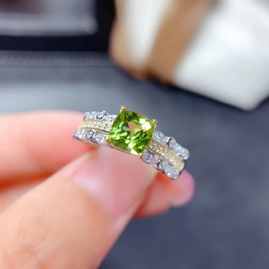 

Новинка 2022, кольцо из натурального перидота для мужчин, Изящные Ювелирные изделия, настоящая женская серебряная натуральная драгоценность, изысканный подарок в мышечном стиле