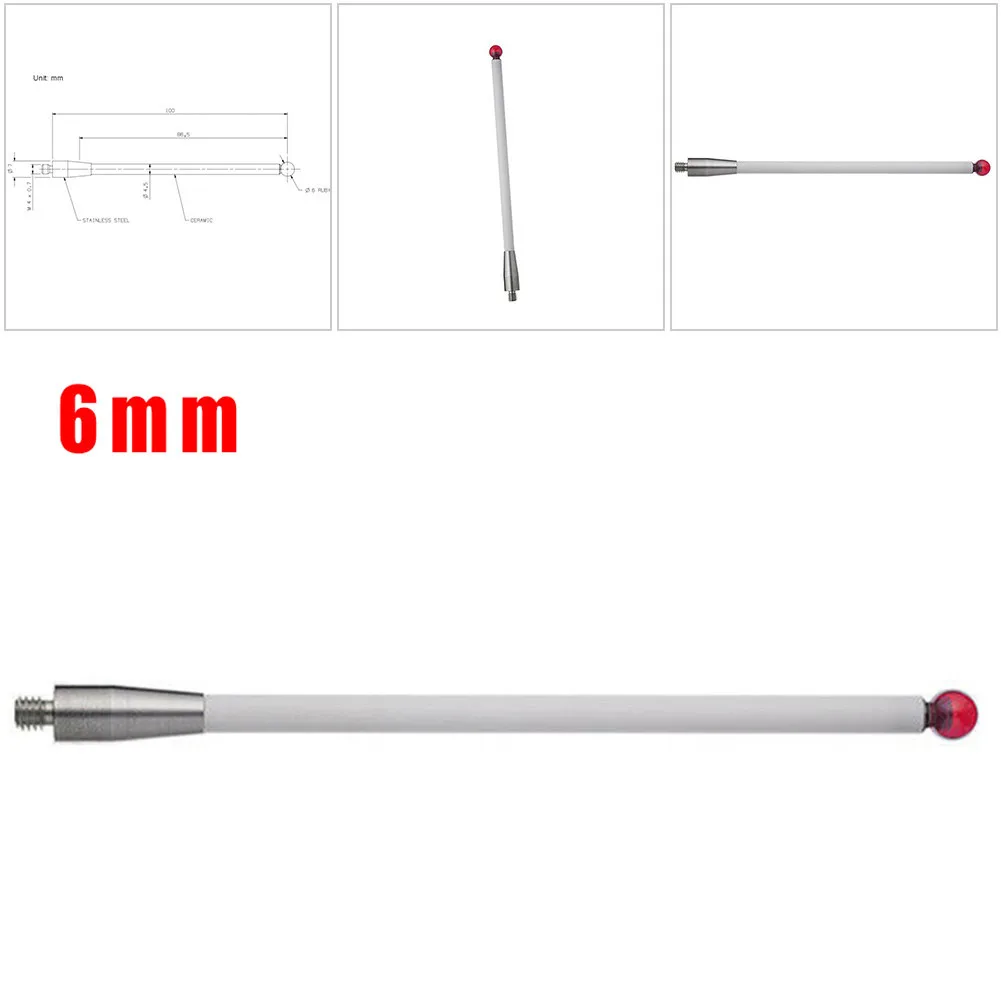 CMM Touch Probe Stylus 6mm Ball CNC Probe Tip Ceramic Shaft M4 A-5000-3712 Touch Probe CMM Three Coordinate Probe Tool
CMM Touch Probe Stylus 6mm Ball CNC Probe Tip Ceramic Shaft M4 A-5000-3712 Touch Probe CMM Three Coordinate Probe Tool