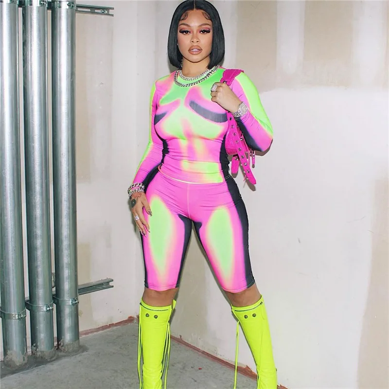 Sexy Body Print Tracksuit Women 2Piece Set Skinny Stretch Long Sleeve T-Shirt+Biker Shorts Two Piece Shorts Set
Sexy Body Print Tracksuit Women 2Piece Set Skinny Stretch Long Sleeve T-Shirt+Biker Shorts Two Piece Shorts Set