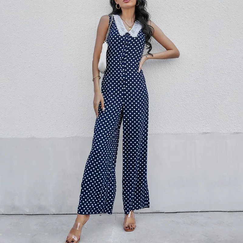 YEMOGGY Skinny Women Summer Jumpsuit Dot Print Rompers 2023 New Lace Polo Sleeveless Straight Leg Pants Women's Jumpsuits 
YEMOGGY Skinny Women Summer Jumpsuit Dot Print Rompers 2023 New Lace Polo Sleeveless Straight Leg Pants Women's Jumpsuits