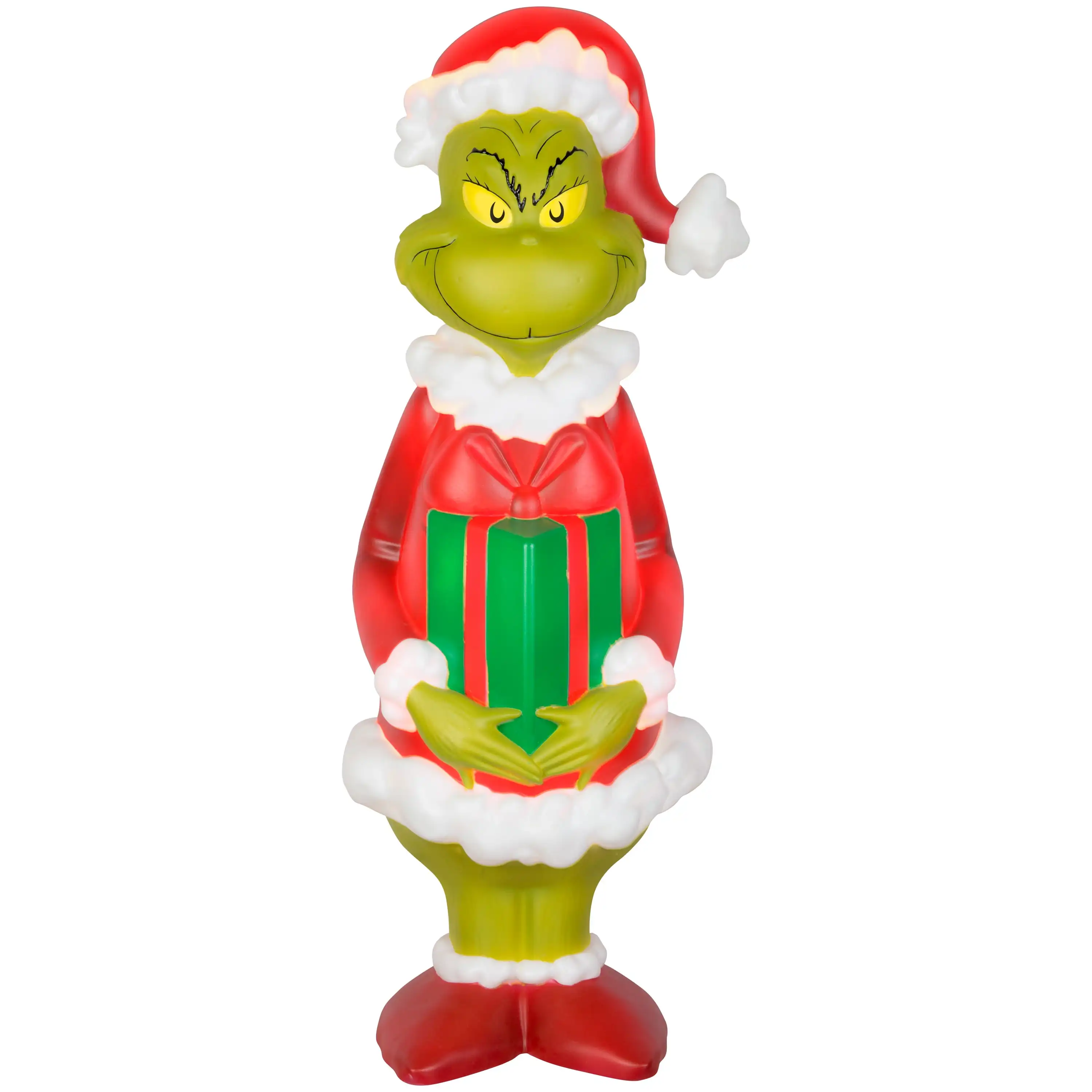 36 inch LED Lighted the Grinch with Christmas Present Blow Mold Green Christmas Décor
36 inch LED Lighted the Grinch with Christmas Present Blow Mold Green Christmas Décor