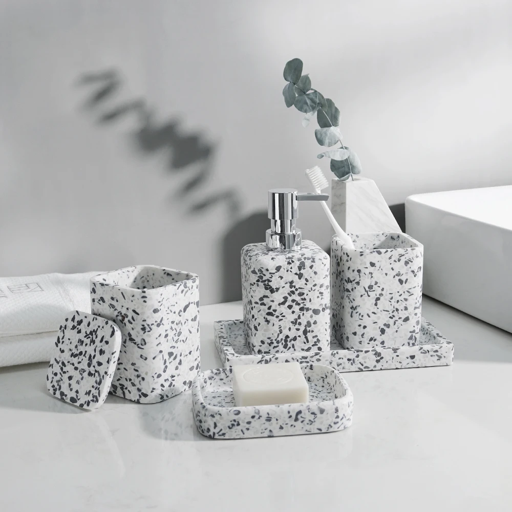 Nordic Terrazzo Toilet Lotion Bottle Mouthwash Cup Soap Dish Bath Toiletry Kit Bathroom Sink Toothbrush Holder Combination
Nordic Terrazzo Toilet Lotion Bottle Mouthwash Cup Soap Dish Bath Toiletry Kit Bathroom Sink Toothbrush Holder Combination