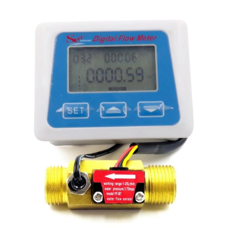 Digital LCD display Water flow sensor meter flowmeter totameter Temperature time record With G1/2 flow sensor
Digital LCD display Water flow sensor meter flowmeter totameter Temperature time record With G1/2 flow sensor