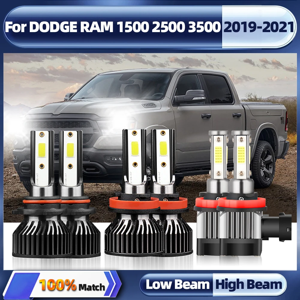 

6Pcs LED Auto Car Headlight 9005 H11 360W 60000LM 6000K CSP Chip Auto Lamp Bulb For DODGE RAM 1500 2500 3500 2019 2020 2021