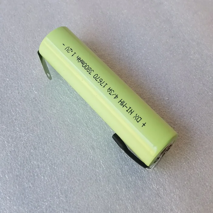 1.2V 4/3A Rechargeable Ni-MH Battery 3800mAh 7/5A 17670 17650 nimh cell with welding pins for electric shaver toothbrush
1.2V 4/3A Rechargeable Ni-MH Battery 3800mAh 7/5A 17670 17650 nimh cell with welding pins for electric shaver toothbrush