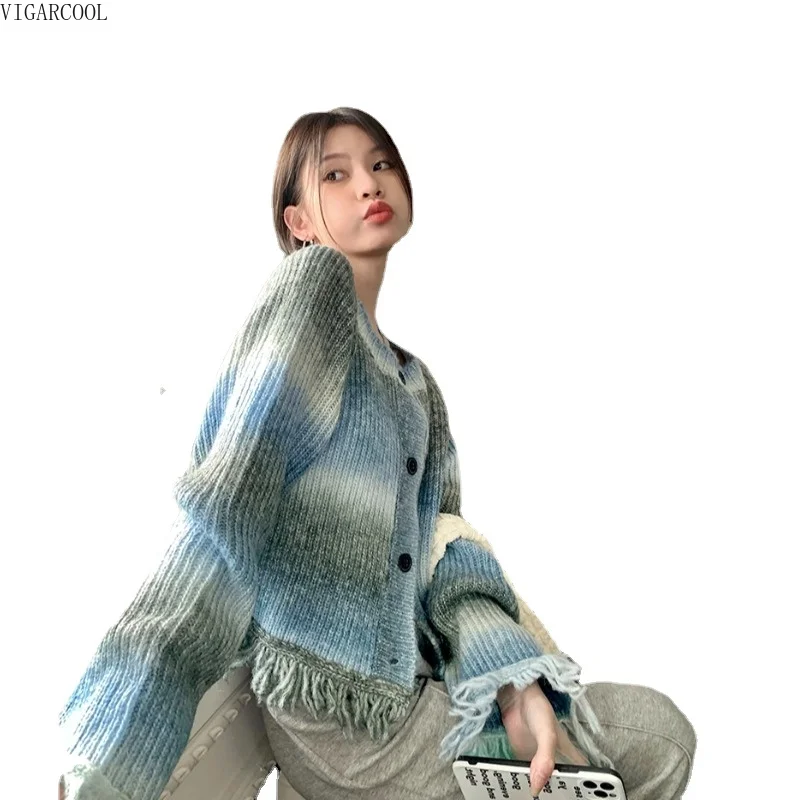 Lazy and Versatile, Gradient Tie Dyed Sweater Jacket, Women's Autumn 2023 New Style Tassel Loose Fitting Short Top Trend Female
Lazy and Versatile, Gradient Tie Dyed Sweater Jacket, Women's Autumn 2023 New Style Tassel Loose Fitting Short Top Trend Female
