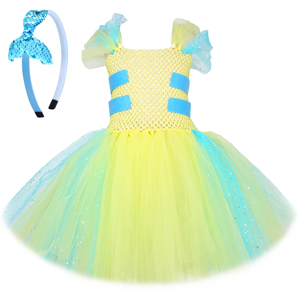 

Flounder Tutu Dress for Girls Ocean Theme Party Dresses Marine Life Tropical Fish Cosplay Baby Kids Halloween Christmas Costumes