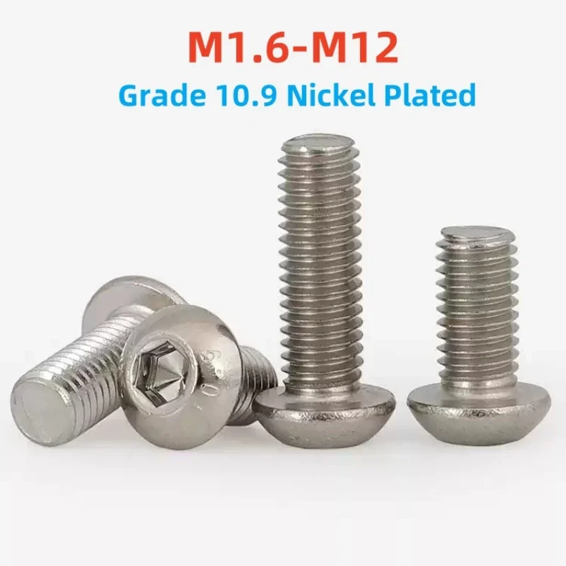 Стальные болты с шестигранной и круглой головкой класс 10.9 M1.6-M12 
Стальные болты с шестигранной и круглой головкой класс 10.9 M1.6-M12