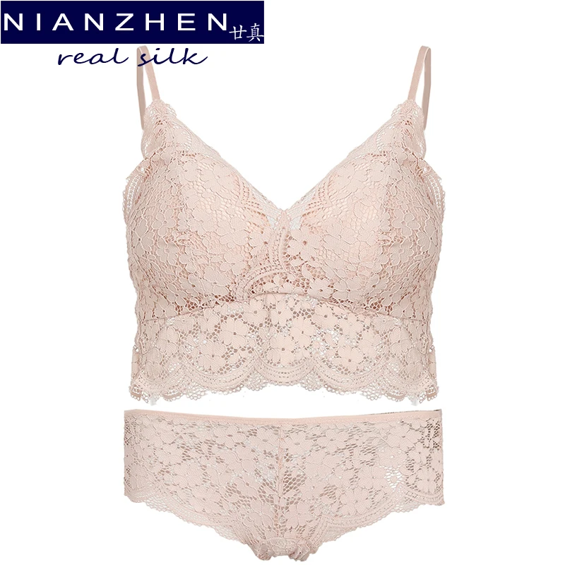 

NIANZHEN Real Mulberry Silk Bra Briefs Panties Set for Women Thin Lingerie Ladies Underwear Sets Soft Healthy Brassiere 9215590