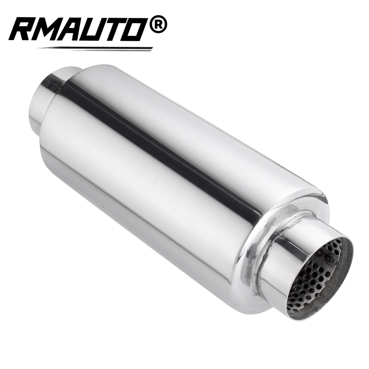 

Universal Stainless Steel 63mm Inlet Drum diameter 101mm Car Exhaust Muffler Tip Pipe Car Rear Tail Throat Crimping Silencer