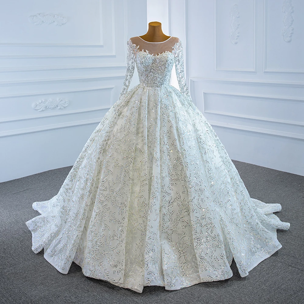 Robe Mariage Long Sleeve Ball Gown Wedding Dress Sequined Beading Gorgeous Trouwjurk Lace Up Back Vintage Vestidos De Novia
Robe Mariage Long Sleeve Ball Gown Wedding Dress Sequined Beading Gorgeous Trouwjurk Lace Up Back Vintage Vestidos De Novia