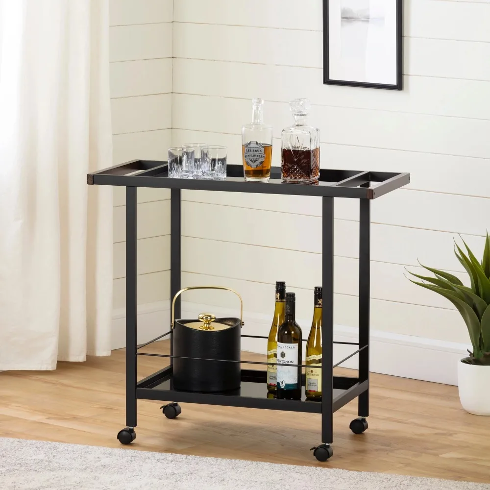 

City Life Black Metal Bar Cart on Wheels Can Be Used in Kitchens Living Rooms Bedrooms Offices or Entrances