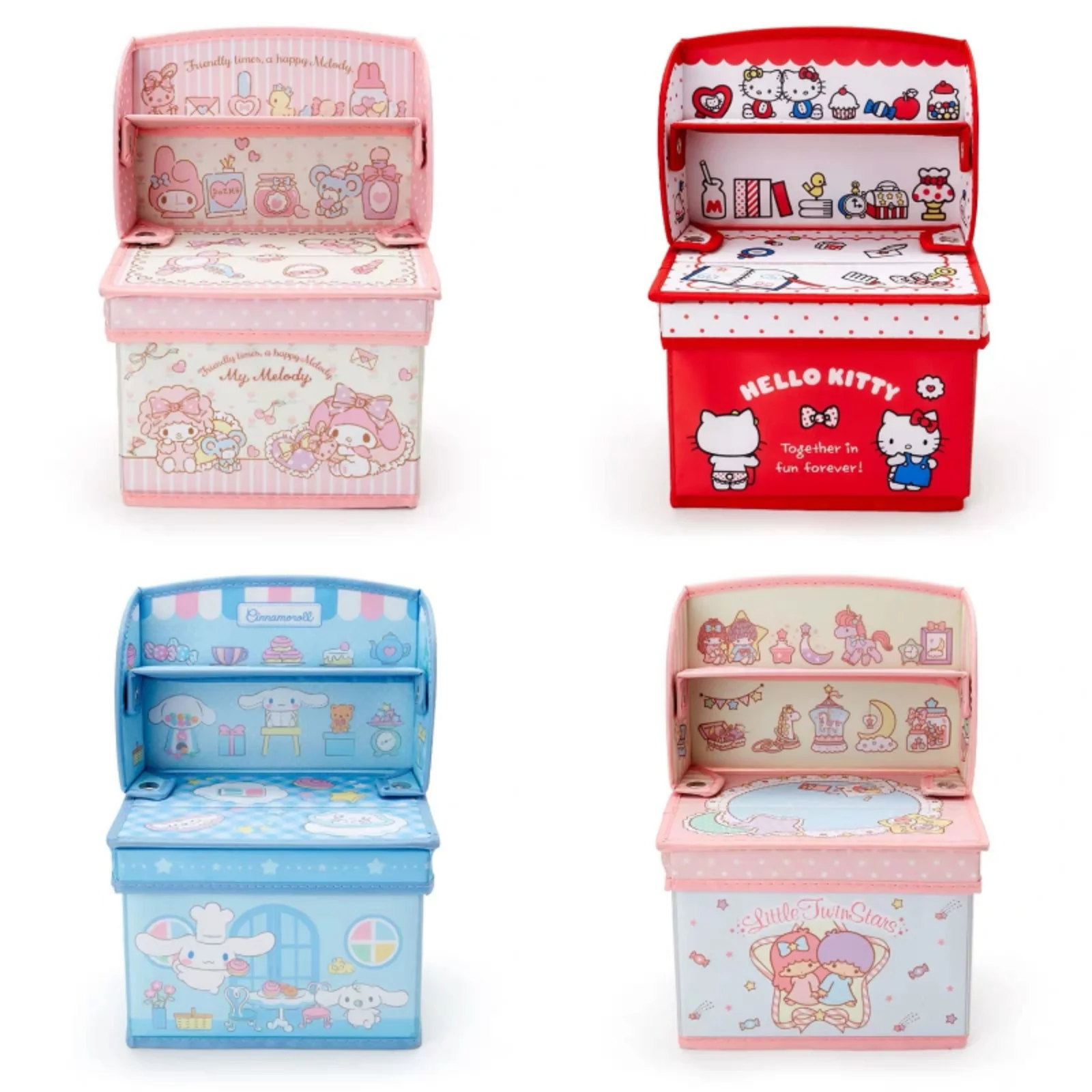Cartoon Melody Cinnamoroll Littletwinstars KT Desktop Storage Box Display Stand Foldable Fabric Storage Rack for Cute Girls Gift 
Cartoon Melody Cinnamoroll Littletwinstars KT Desktop Storage Box Display Stand Foldable Fabric Storage Rack for Cute Girls Gift
