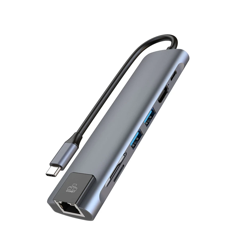 7 in 1 High Speed USB C Hub Docking Station Aluminium Alloy Type C to USB3.0 4K 30Hz SD/TF Card Reader PD RJ45 Adapter
7 in 1 High Speed USB C Hub Docking Station Aluminium Alloy Type C to USB3.0 4K 30Hz SD/TF Card Reader PD RJ45 Adapter