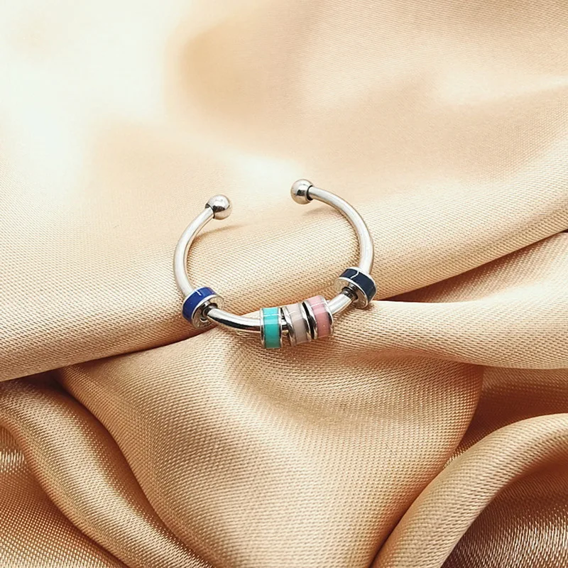 Vintage Rotatable Colorful Beads Anti Stress Opening Spinner Anxiety Ring Rotate Freely Spinning Stainless Stee Rings
Vintage Rotatable Colorful Beads Anti Stress Opening Spinner Anxiety Ring Rotate Freely Spinning Stainless Stee Rings