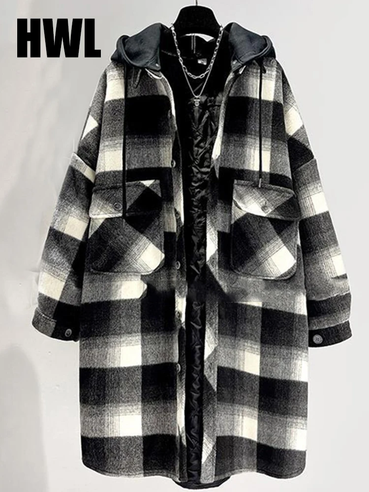 Winter Hooded Woolen Long Coat 2022 Spring New Loose mid-length Thickened Plaid Parka Jacket Women's Clothing
Winter Hooded Woolen Long Coat 2022 Spring New Loose mid-length Thickened Plaid Parka Jacket Women's Clothing