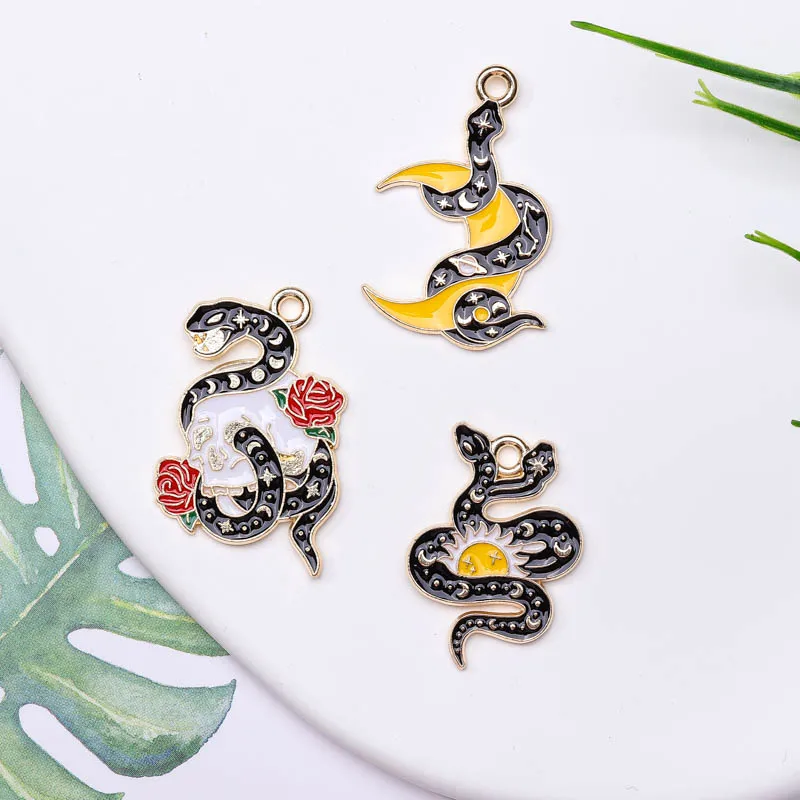 10pcs Mixed Alloy Drop Oil Skull Enamel Charm Pendant Black Snake Necklace Bracelet Earring DIY Handmade Jewelry Accessories Set
10pcs Mixed Alloy Drop Oil Skull Enamel Charm Pendant Black Snake Necklace Bracelet Earring DIY Handmade Jewelry Accessories Set