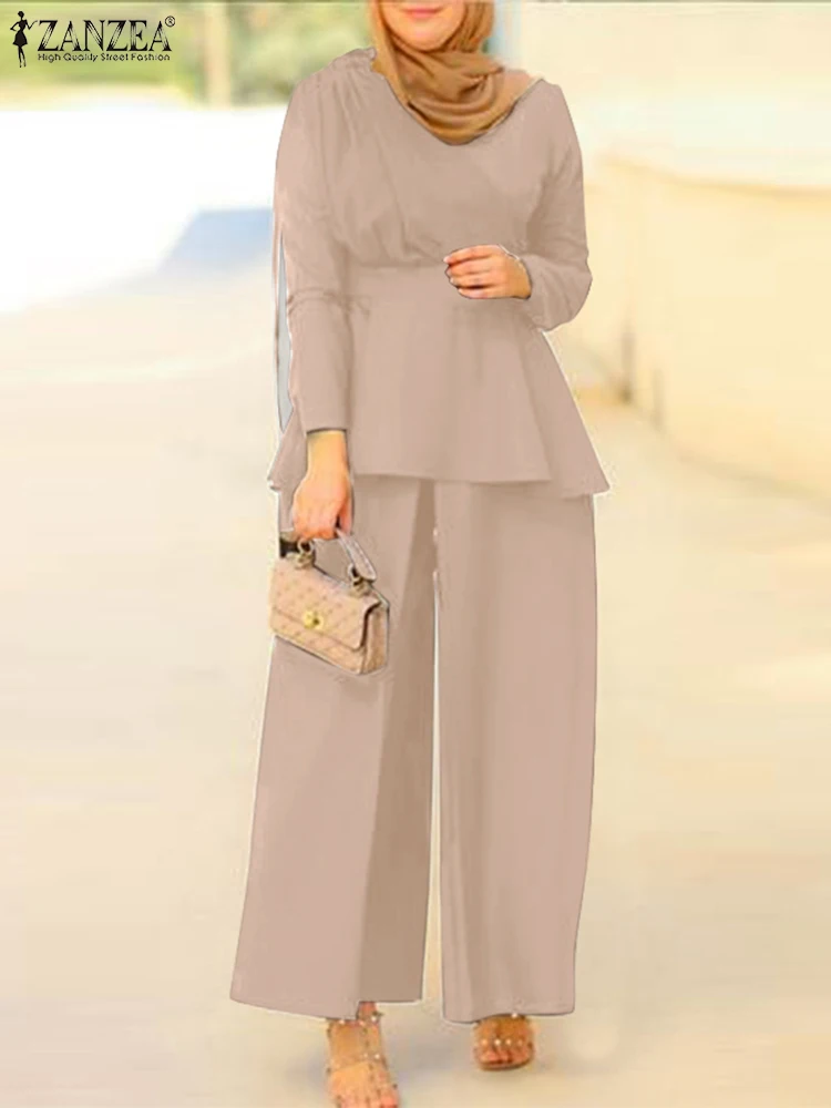 ZANZEA Elegant Women Wide Leg Pants Sets Two Piece Sets Womens Outifits Muslim Fashion Long Sleeve Blouse Trousers Suits Islamic
ZANZEA Elegant Women Wide Leg Pants Sets Two Piece Sets Womens Outifits Muslim Fashion Long Sleeve Blouse Trousers Suits Islamic