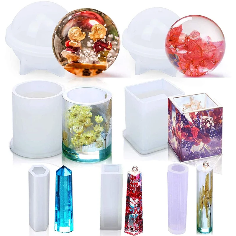 7Pcs Silicone Molds For Resin Casting Art Include Circle Sphere Ball, Square Square Cylinder, For DIY Jewelry/Pen Holder
7Pcs Silicone Molds For Resin Casting Art Include Circle Sphere Ball, Square Square Cylinder, For DIY Jewelry/Pen Holder