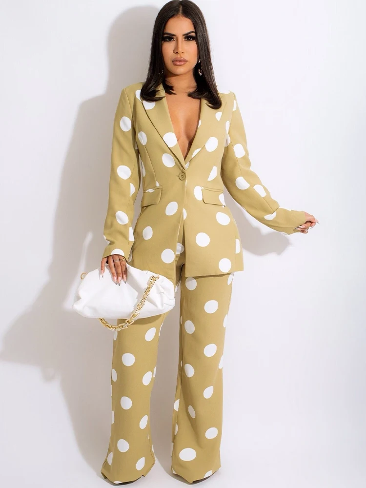 Женский пиджак с принтом в горошек, черный или белый повседневный жакет с длинным рукавом и отложным воротником и прямые свободные брюки, ул... 
Женский пиджак с принтом в горошек, черный или белый повседневный жакет с длинным рукавом и отложным воротником и прямые свободные брюки, ул...