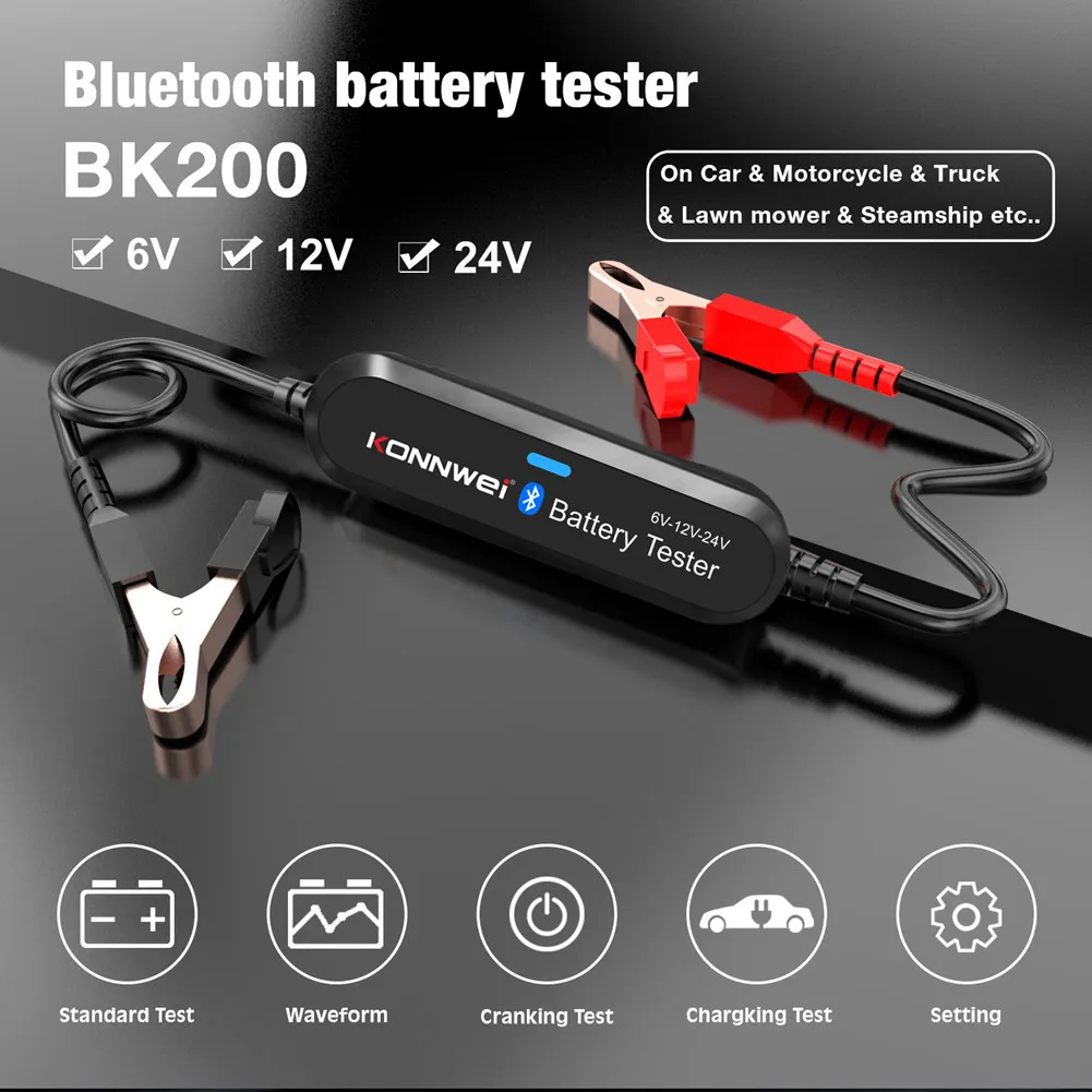 12V/24V Car Bluetooth Test Battery BK200 Lead-Acid Test Battery Diagnostic Tools Black Bluetooth 5.0 Car Battery Analyzer
12V/24V Car Bluetooth Test Battery BK200 Lead-Acid Test Battery Diagnostic Tools Black Bluetooth 5.0 Car Battery Analyzer